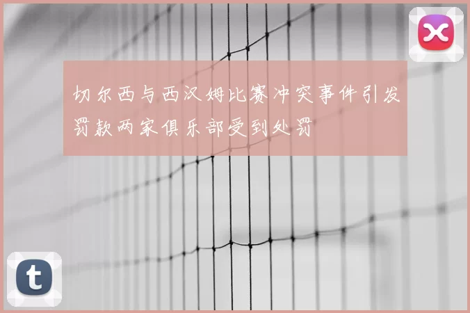 切尔西与西汉姆比赛冲突事件引发罚款两家俱乐部受到处罚